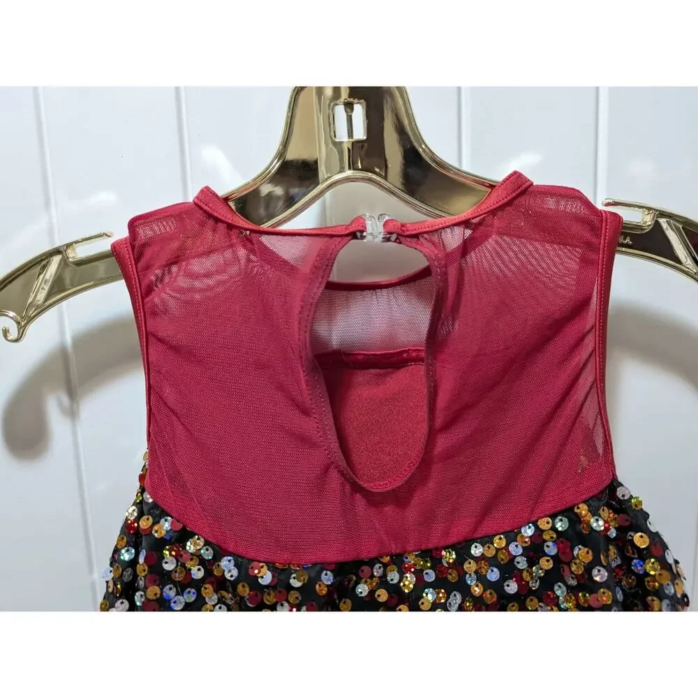 Weissman Maneater Jazz Dance Costume Razzle Dazzle Sequin Biketard Girls Size MC